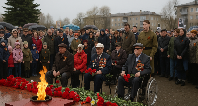 Ирбит отметил День Победы у Вечного огня: ветеранам аплодировали стоя, слёзы были у всех