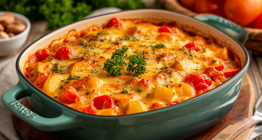 В этой запеканке нет ни мяса, ни колбасы – но она сытная, вкусная и хорошо сохраняет форму