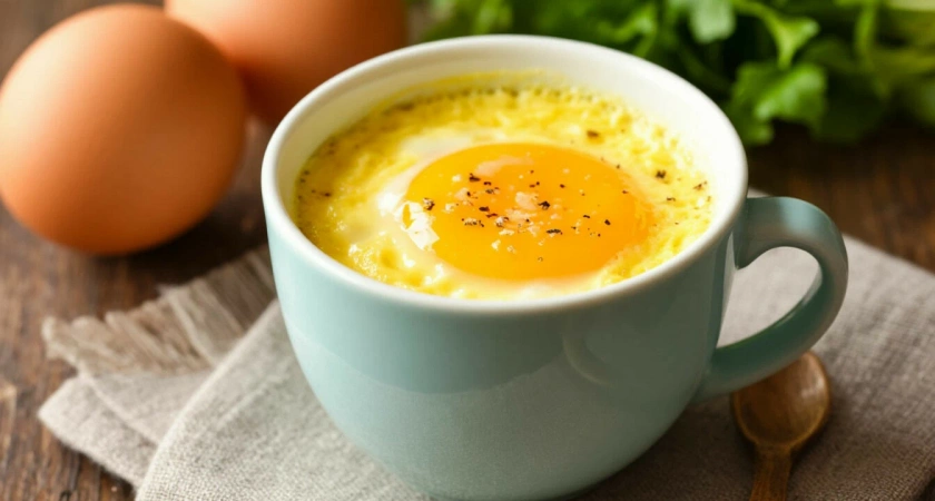 Яйца не варю и не жарю: разбиваю 2 яйца в кружку и делаю быстрый омлет в микроволновке - вкусно и просто